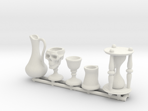 Drinkware: Skull Chalice and Hourglass -1:24 scale in White Natural Versatile Plastic