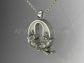 Scroll Letter Q – Initial Letter Pendant in Fine Detail Polished Silver