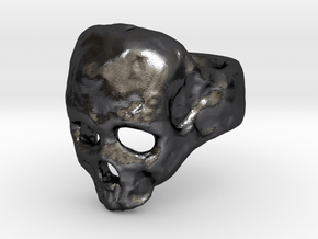 Skull Ring in Polished and Bronzed Black Steel