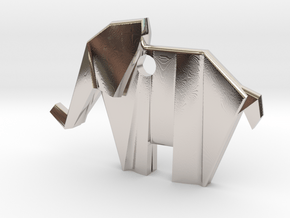 Origami elephant emphasis in Rhodium Plated Brass