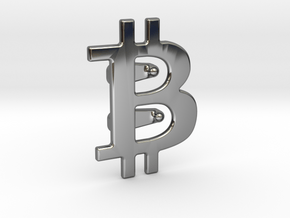 Bitcoin Tie Clip in Fine Detail Polished Silver