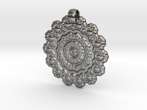 Mandala Rosco Pendant in Polished Silver