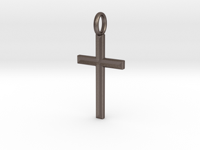 Crucifix - Pendant in Polished Bronzed Silver Steel: Small