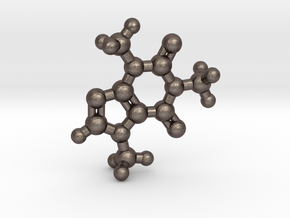 Caffeine Molecule Earring in Polished Bronzed Silver Steel