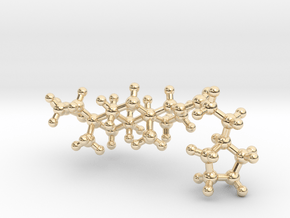 Testosterone Cypionate Molecule (FTM hrt) in 14k Gold Plated Brass: Small