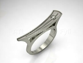 Bent Tapered Bar Ring - Silver, Gold, or Platinum in Fine Detail Polished Silver: 7.5 / 55.5