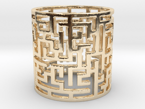 Puzzle Tunnel Ring Size 7.5 (Modified) in 14k Gold Plated Brass: 7.5 / 55.5