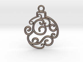 Holiday Swirl Ornament in Polished Bronzed Silver Steel