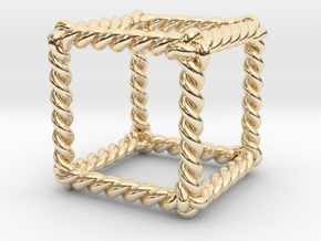 Twisted Hexahedron LH 1.2" in 14K Yellow Gold