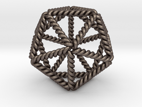 Twisted Icosahedron LH 2" in Polished Bronzed Silver Steel