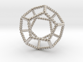 Twisted Dodecahedron LH 2" in Rhodium Plated Brass