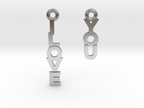 "I love you" - Cute messages earings in Natural Silver
