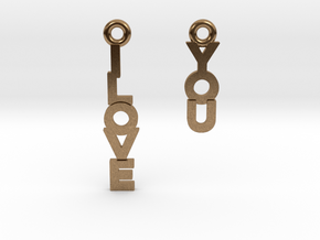 "I love you" - Cute messages earings in Natural Brass