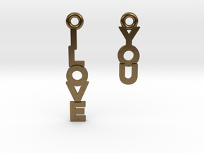 "I love you" - Cute messages earings in Natural Bronze