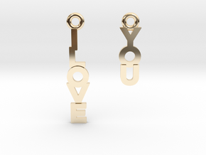 "I love you" - Cute messages earings in 14K Yellow Gold