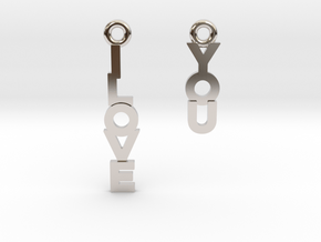"I love you" - Cute messages earings in Platinum