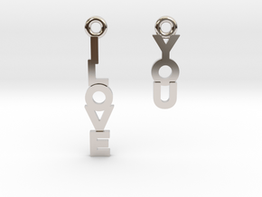 "I love you" - Cute messages earings in Rhodium Plated Brass