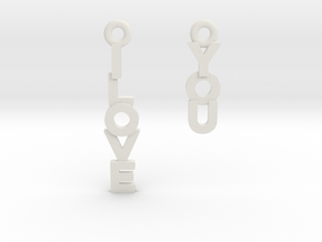 "I love you" - Cute messages earings in White Natural Versatile Plastic