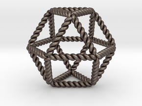 Twisted Cuboctahedron RH 2" in Polished Bronzed Silver Steel