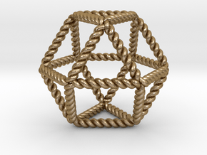 Twisted Cuboctahedron RH 2" in Polished Gold Steel