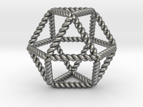 Twisted Cuboctahedron RH 2" in Natural Silver