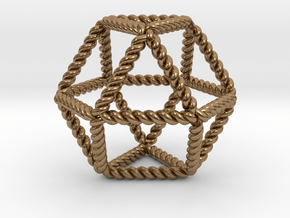 Twisted Cuboctahedron RH 2" in Natural Brass