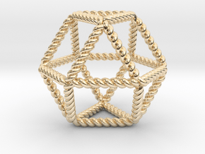 Twisted Cuboctahedron RH 2" in 14k Gold Plated Brass