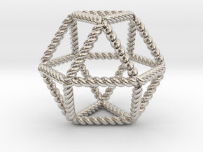 Twisted Cuboctahedron RH 2" in Rhodium Plated Brass