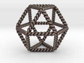 Twisted Cuboctahedron LH 2"  in Polished Bronzed Silver Steel