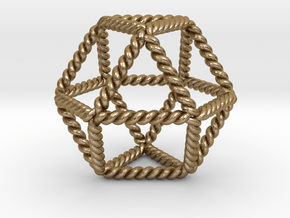 Twisted Cuboctahedron LH 2"  in Polished Gold Steel