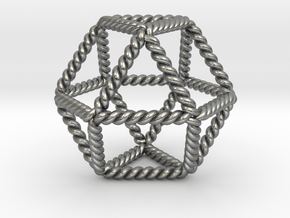 Twisted Cuboctahedron LH 2"  in Natural Silver
