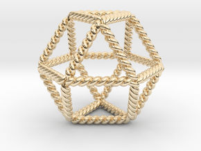 Twisted Cuboctahedron LH 2"  in 14k Gold Plated Brass