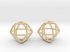 Twisted Cuboctahedron Pair  in 14K Yellow Gold