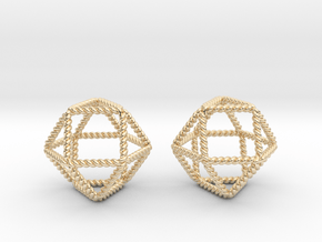 Twisted Cuboctahedron Pair  in 14k Gold Plated Brass