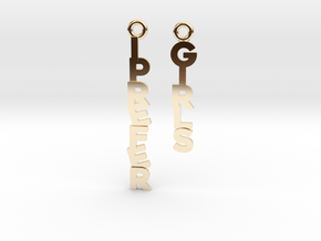 "I prefer girls" - Naughty messages earings in 14K Yellow Gold