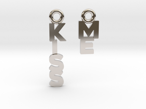 "Kiss me" - A special message for a special date in Rhodium Plated Brass