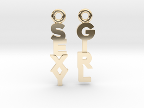 "Sexy Girl" - Naughty messages earings in 14k Gold Plated Brass: Extra Small