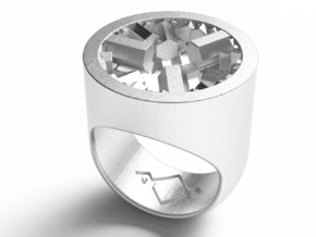 crystal genesys signet ring in Polished Nickel Steel: 7 / 54