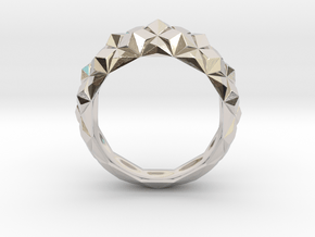 Geometric Cristal Ring 1 in Rhodium Plated Brass