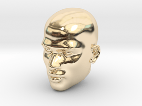 Male head in 14k Gold Plated Brass