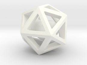 Polyhedron with interlocked heart pendant in White Processed Versatile Plastic