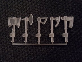 Miniature Axe Collection (right hand) in Smooth Fine Detail Plastic