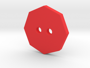 Octagonal Button 2 in Red Processed Versatile Plastic