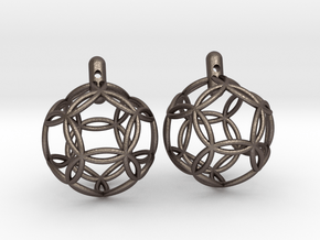 earrings 12 circles in Polished Bronzed Silver Steel