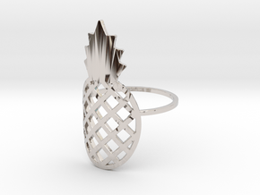 Ananas ring in Rhodium Plated Brass