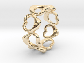 Happy hearts ring band, Size 6.5 in 14k Gold Plated Brass