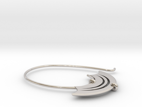 Large open hoop with blade shaped detail (SWH4a) in Rhodium Plated Brass