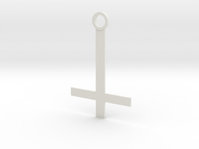 Reverse the cross key ring in White Natural Versatile Plastic: Small