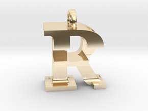 FR Monogram serifs [pendant] in 14k Gold Plated Brass