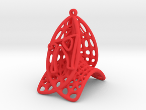 Personalised Voronoi Catalan Curve Earring (001) in Red Processed Versatile Plastic